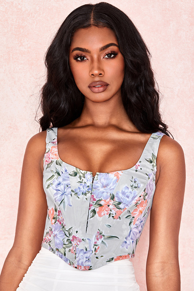 'Dahlia' Floral Cropped Bustier